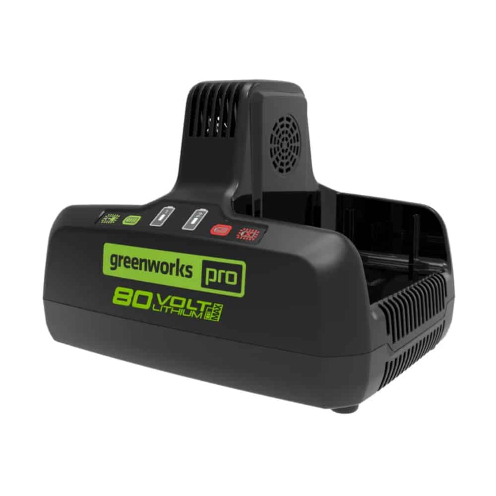 מטען כפול 8A לסוללות 80V Pro עם מאוורר קירור מובנה - Greenworks
