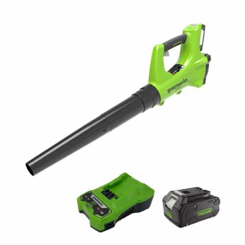 מפוח עלים נטען 24V + סוללה 4Ah + מטען מהיר Greenworks