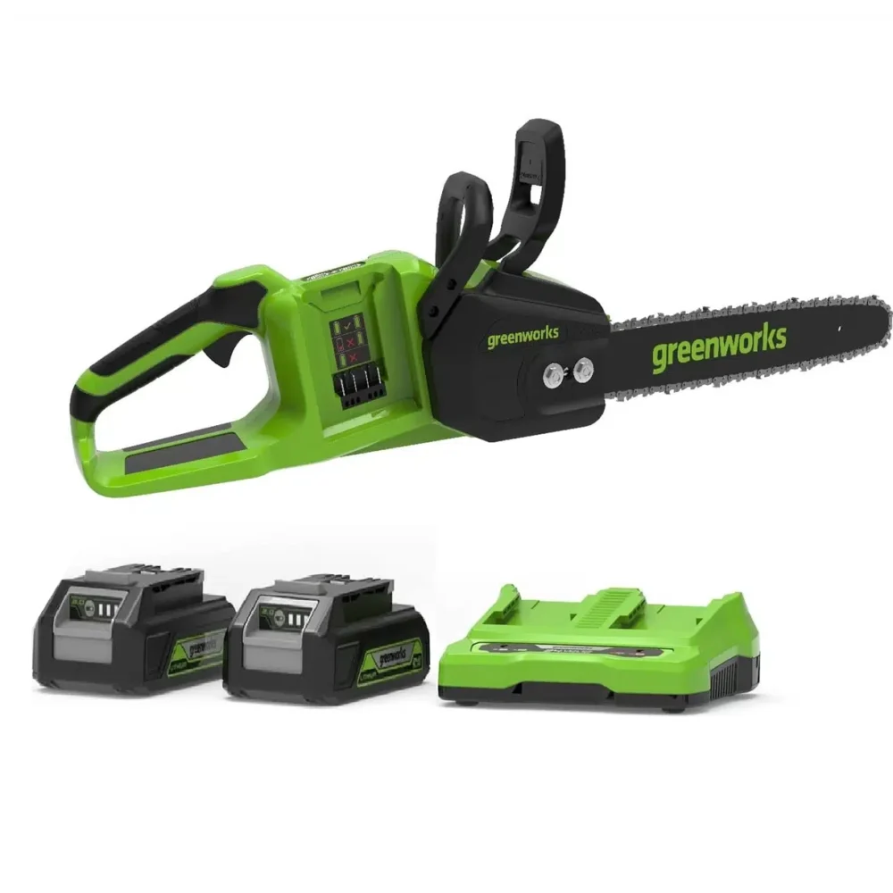 מסור שרשרת נטען "14 48V (2x24V) Brushless עם 2 סוללות 5Ah ומטען Greenworks