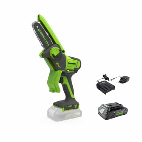 מסור שרשרת מיני נטען 24V כולל סוללה 2Ah ומטען מיקרו - Greenworks