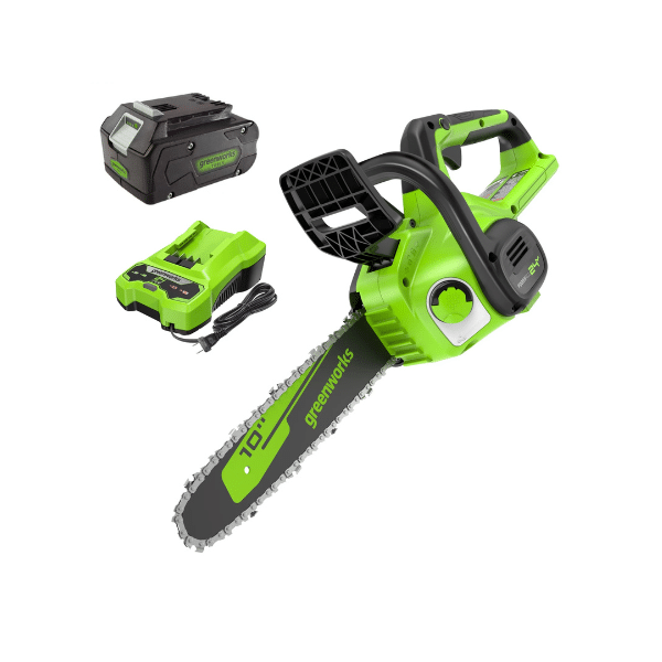 מסור שרשרת נטען "10 24V עם סוללה 4Ah ומטען - Greenworks CS24B210