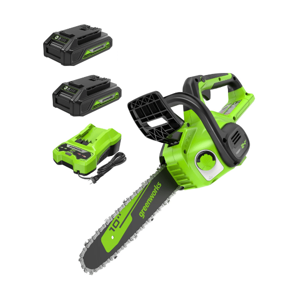 מסור שרשרת נטען "10 עם 2 סוללות 2Ah ומטען - Greenworks