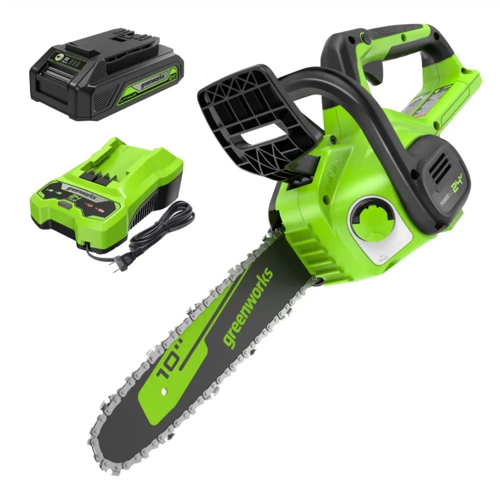 מסור שרשרת נטען "10 24V עם סוללה 2Ah ומטען - Greenworks